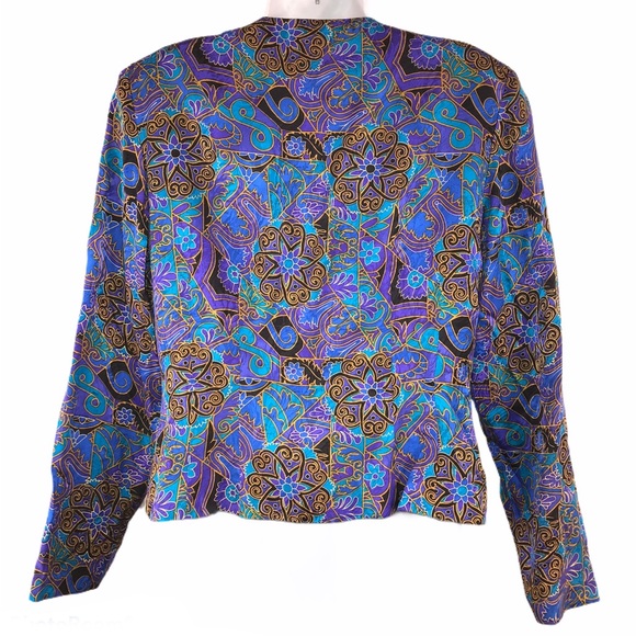 FABULOUS Vintage Silk Studio 1990s Blazer, Size 12 - Picture 9 of 10